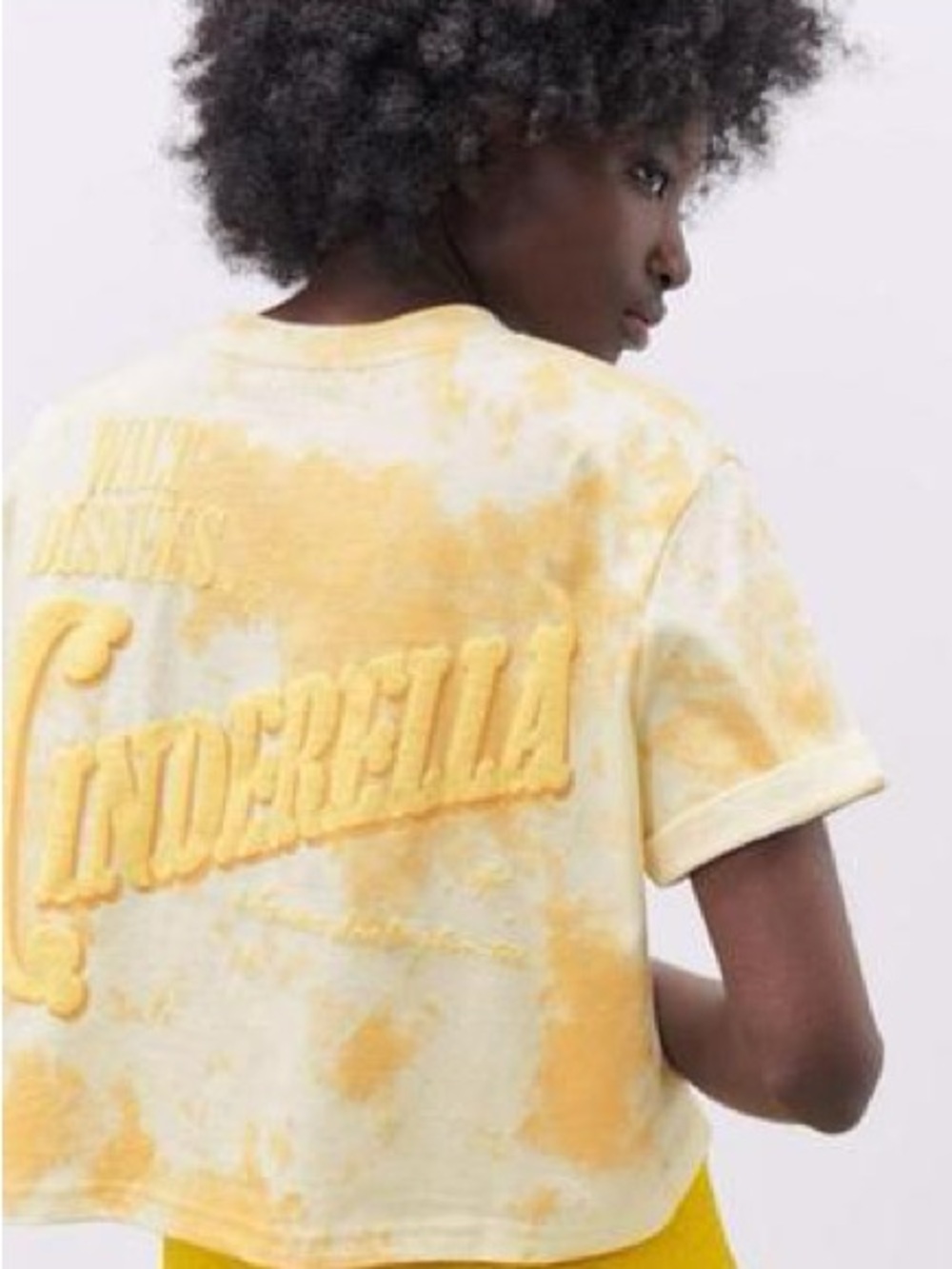 Zara Yellow and Cream Tie-Dye Short Sleeve Tee